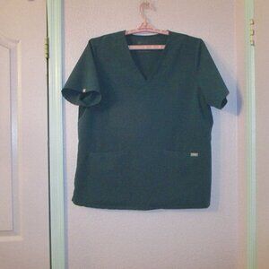 Figs CASMA Medical Size XXL SCRUB Top TECH Comfort V-NECK Teal STRETCH Pockets